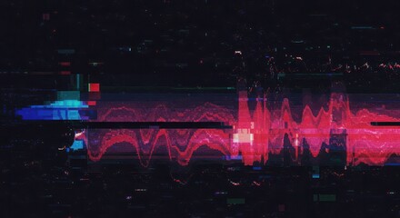 Abstract digital waveform with glitch effect and neon colors