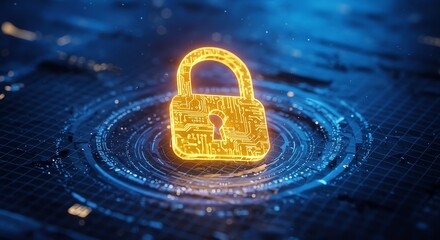Digital Security Padlock Circuitry Data Protection Cyber Security