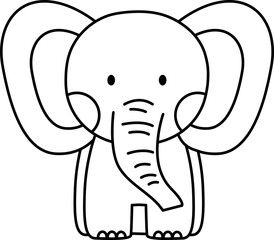 Vector Elephant Illustration. Simple Outline Elephant Coloring Page
