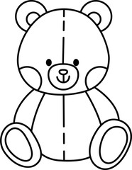Vector Doll Illustration. Simple Outline Doll Coloring Page
