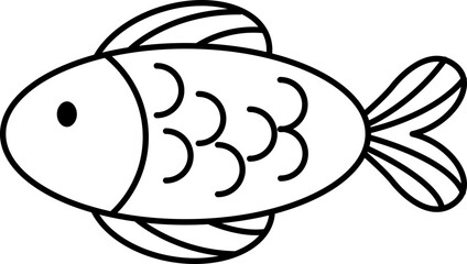 Vector Illustration of Cartoon Fish. Simple Outline Fish Coloring Page