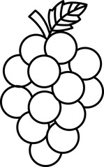 Vector Illustration of Cartoon Grape. Simple Outline Grape Coloring Page