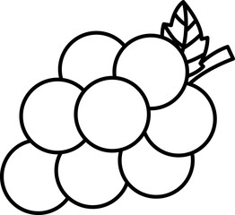Vector Illustration of Cartoon Grape. Simple Outline Grape Coloring Page