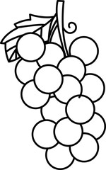 Vector Illustration of Cartoon Grape. Simple Outline Grape Coloring Page
