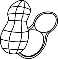 Nut Vector Illustration. Simple Outline Nuts Coloring Page