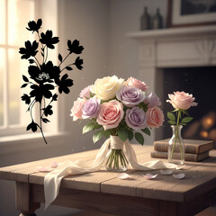Fototapeta premium bouquet of roses in a vase