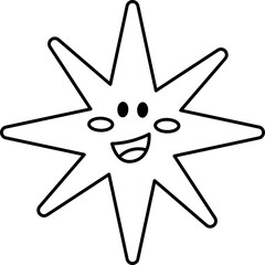 Star Cartoon Vector Illustration. Simple Outline Star Coloring Page