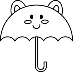 Umbrella Vector Illustration. Simple Outline Umbrella Coloring Page