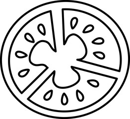 Vector Illustration of a Tomato. Tomato Cartoon Vector Illustration. Simple Outline Tomato Coloring Page