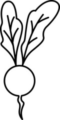 Vegetable Vector Illustration. Simple Outline Vegetable Coloring Page. Beetroot Outline Vector.