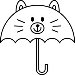 Umbrella Vector Illustration. Simple Outline Umbrella Coloring Page