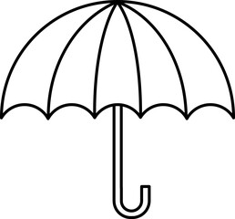 Umbrella Vector Illustration. Simple Outline Umbrella Coloring Page