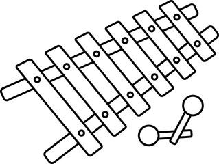 Xylophone Vector Illustration. Simple Outline Xylophone Coloring Page.
