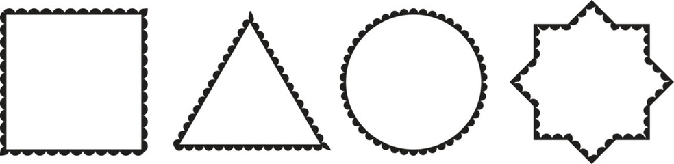 Vintage Postage Stamp Set.Set of vintage rectangle and circle postage stamps. Blank Rectangle and Circle Stamp Borders in Flat Design.eps