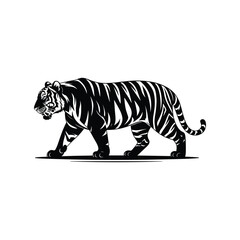 Walking Tiger Silhouette Vector Illustration
