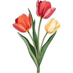 Hand Drawn Watercolor Tulip Flowers Illustration