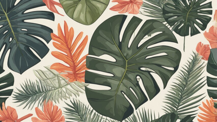seamless monstera floral pattern
