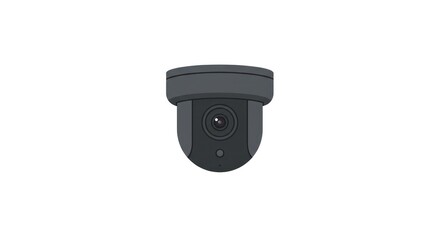Obraz premium Dome security camera in gray pointing downward on white background