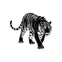 Aggressive Tiger Silhouette Vector Illustration