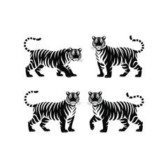 Tiger Silhouette Collection in Different Poses and Styles