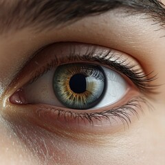 Fototapeta premium Closeup of a captivating human eye with intricate details and vibrant colors