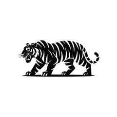Walking Tiger Silhouette Vector Illustration