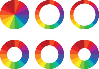 Color wheel set. Color wheel guide.RGB and CMYK colors chart diagrams . Infographic rainbow color palette element round signs on white background..eps
