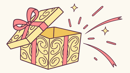 Unwrap Joy with this Charming Gift Box Illustration, Perfect for Birthday Wishes and Special Occasions, Delivering Happiness and Celebration with a Touch of Magic