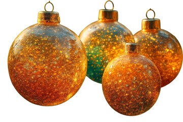 Close-Up of Large Transparent Christmas Ornaments with Glitter Inside in Daylight