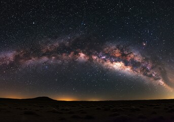 The milky way galaxy arches across a starry night sky