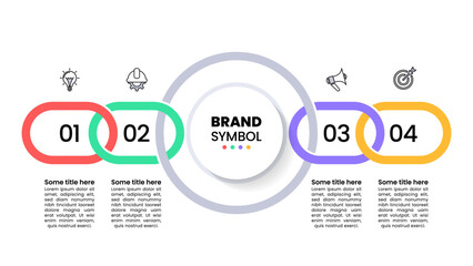 Infographics template. Chain with circle and 4 steps