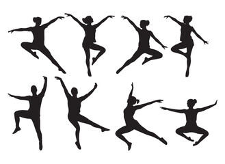 black and white silhouette vector set of indian dancers