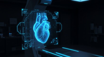 Futuristic Hologram of Human Heart Medical Technology Examination