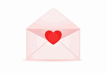 A Delicate Pink Envelope with a Heart Motif Symbolizing Love and Affection, Representing Romantic Messages and Communication in a Minimalistic Design