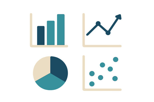 Statistical data visualization graphs for business analytics, financial reporting, and market trends analysis, showcasing key performance indicators and strategic insights
