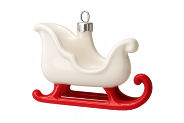 White and red christmas sleigh ornament decorating festive holidays