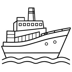 Fototapeta premium Cargo Ship Line Vector