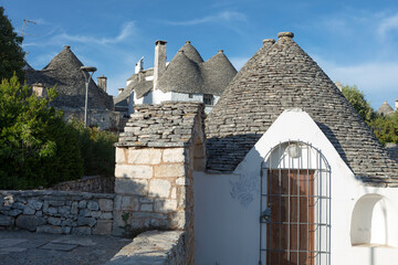 Italy, Apulia, Alberobello, view of the city on a cloudy spring day