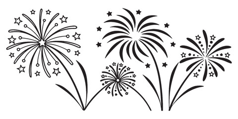 Celebrate with dazzling fireworks bursting with stars, perfect for invitations, posters, and festive event designs, a simple celebration
