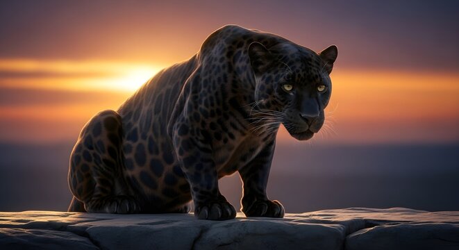 leopard at sunset