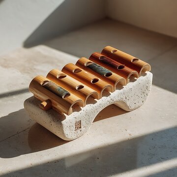 Authentic bamboo guiro folk instrument high resolution picture