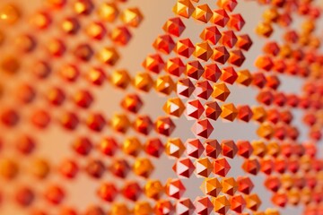 red and yellow icosahedron background 3D computer generated image