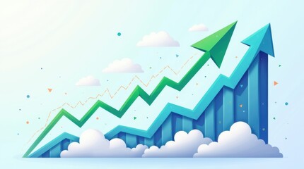 business chart with arrow