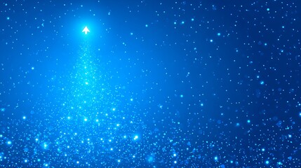 Abstract Blue Starry Sky with Bright Arrow Pointing Up for Technology and Innovation