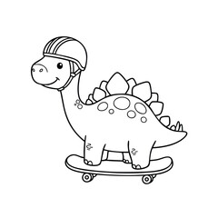 Naklejka premium A cheerful dinosaur wearing a helmet rides a skateboard, showcasing a playful and adventurous spirit for all ages.