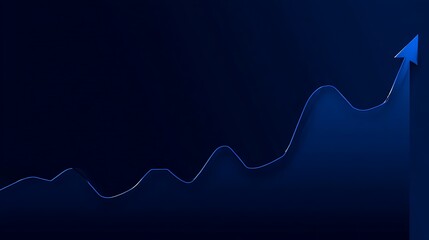Digital Line Graph with Upward Trend in Dark Blue Background