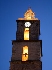 Manosque (France), belfry by night