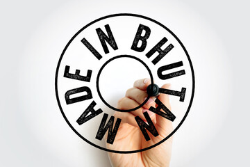 Obraz premium Made in Bhutan text emblem stamp, concept background