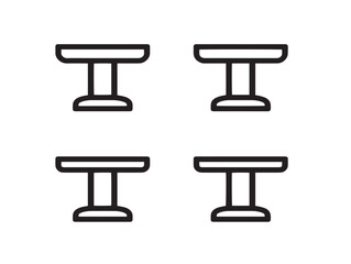 Minimal line vector icons of stylish furniture and tables