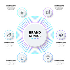 Infographic template. Circle with lines with 6 steps